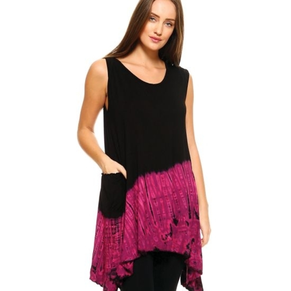 Black and Purple Sleeveless Dress